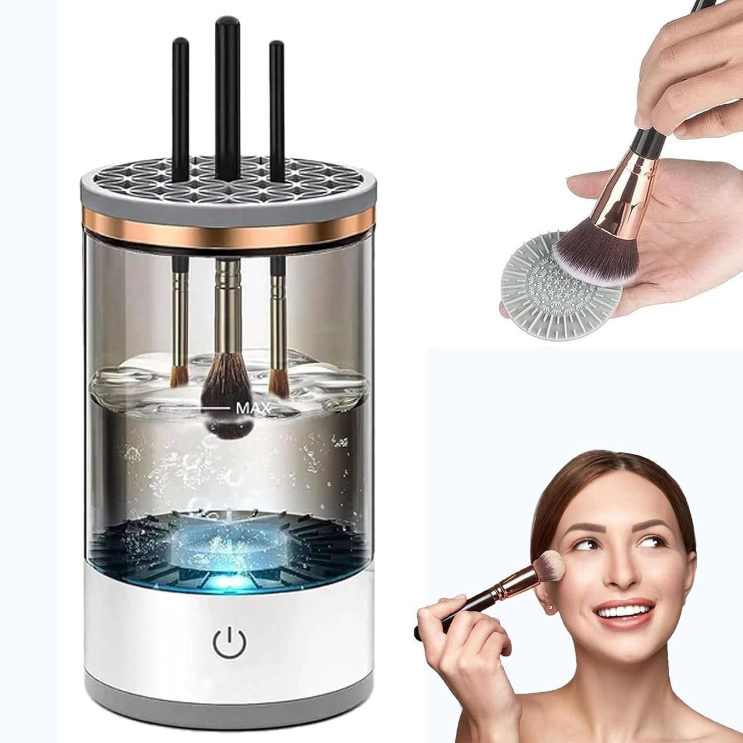 Make Up Brush Cleaner,Electric Brush Cleaner, USB Rechargeable Automatic Deep Cosmetic Cleaning Device - TechLuxen