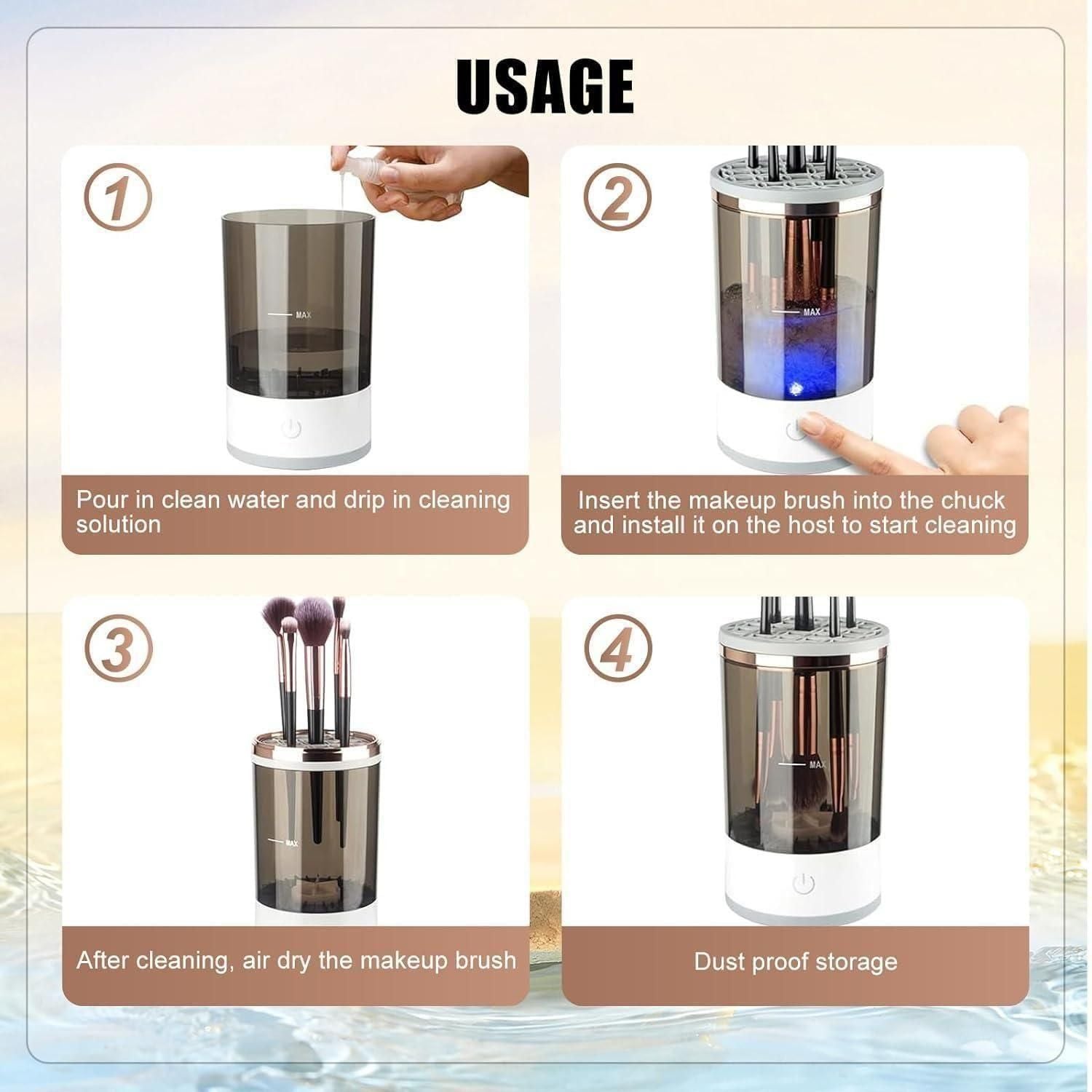 Make Up Brush Cleaner,Electric Brush Cleaner, USB Rechargeable Automatic Deep Cosmetic Cleaning Device - TechLuxen